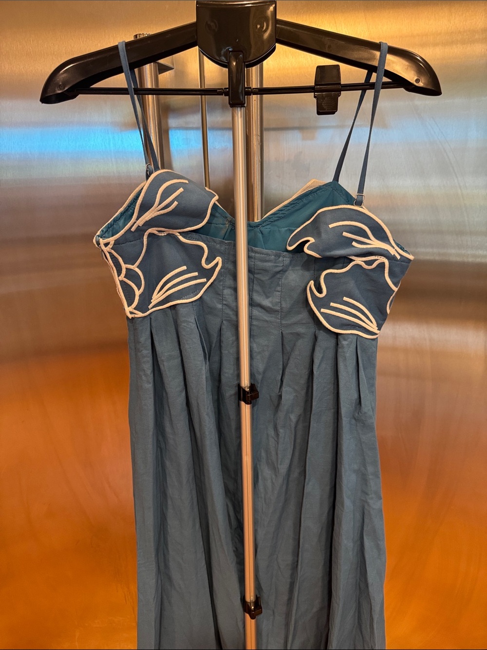 Blue Maxi Dress with Embroidered Fish Bust - Picture 10 of 15